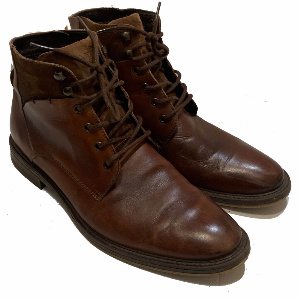 9 / Wojas Men's Brown Leather Lace-Up Boots